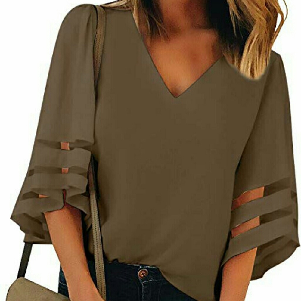 Brown bat wing blouse